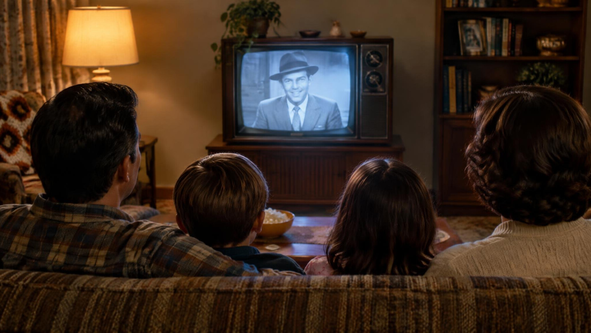 family watching television