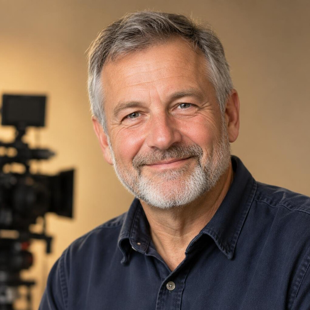 Portrait of a Swiss man video technician in his sixties